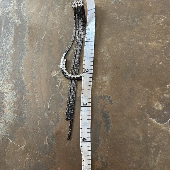 NWT Gunmetal & Crystal Loop And Chain Dangle Post Earrings. Candy Did It! - Picture 4 of 4